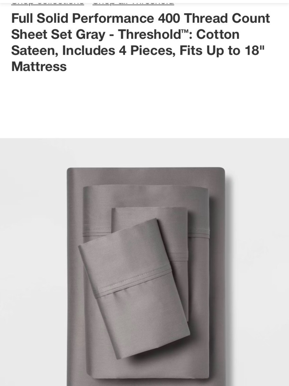 Threshold Gray Cotton Sateen Sheet Set